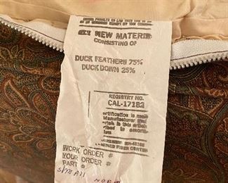 (F8) Arms are 25" wide. Chair is 32" deep. Floor to seat  is 21". Floor to Back is 37". Duck Feather & Duck Down filled Cushion.  Asking $125. 