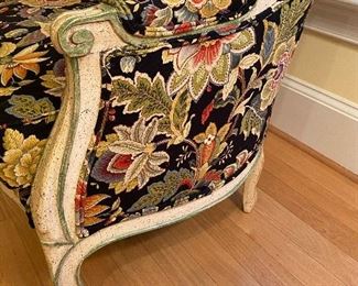 (F9) Statement Chair! Gorgeous Pattern! Outside of Arms are 28" wide. 32.5" deep. Floor to top is 38". Floor to Seat is 18.5". Asking $175. 