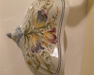 Matching Wall Pocket & Fountain Made in Italy.  Pocket is 15" wide x 8" tall. Fountain is 10" wide x 17" tall. Asking $225 for the pair. 