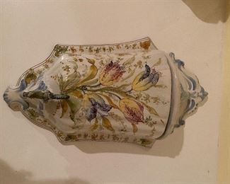 Matching Wall Pocket & Fountain Made in Italy.  Pocket is 15" wide x 8" tall. Fountain is 10" wide x 17" tall. Asking $225 for the pair. 