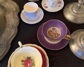 Purple Cup & Saucer - Saji. Asking $15. Red Rose Cup & saucer $5. 