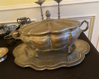 Portugal Pewter Lead Free Soup Tureen and Platter. Asking $40. 