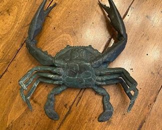 Articulated Bronze Crab Sculpture - vintage. Measures 8" wide x 9" tall. Can be used as home or garden decor. Asking $100. 