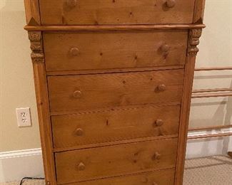 (F11) Pine dresser Measures 32" wide x 19" deep x 4' tall. Asking $225. 