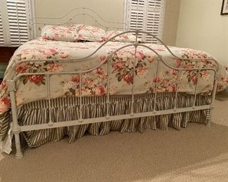 (F13) $150. Metal Iron King Bed Frame. Center Height of Footboard is 37" tall. Center of Headboard is 53.5".  Mattress not included.  