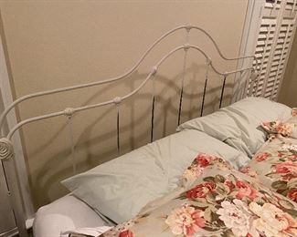 (F13) $150. Metal Iron King Bed Frame. Center Height of Footboard is 37" tall. Center of Headboard is 53.5".  Mattress not included.  