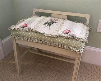 (F20) $45. Sturdy Bench with cushion. Bench is 23" wide x 15.5" deep x 23" tall without cushion. 