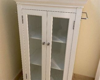 (F27) $125.  Pottery Barn Storage Cabinet. Measures 24" wide with towel bars x 16" deep x 40" tall. Excellent gently used condition. Asking $125. 