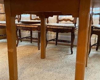 (F1) Very sturdy solid wood table. 47.5" round with leaf that adds 24". Floor to table top is 30". Asking $150. 