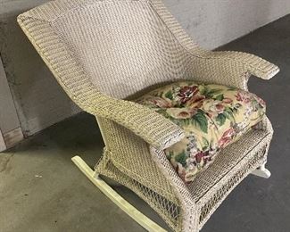 (F29) $500. Lloyd Loom 5 pc SET -  Includes Loveseat, Chair, Rocker, Coffee Table & Side Table - includes cushions but they really need to be replaced. Furniture is all in great shape after a good wash!