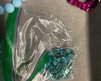 Bag of turquoise stones. 