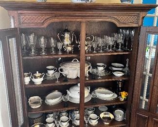 China cabinet  French oak made in Belgium 
Part of a set 

 Various China sets. 