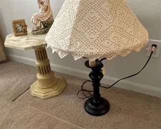 Lamp with crochet shade