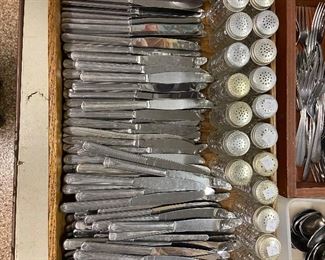 Church kitchen clean out 
Stainless steel knives, more than pictured 
Glass S/P