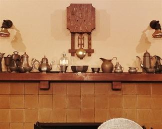 Collection of Antique Pewter (clock not for sale)