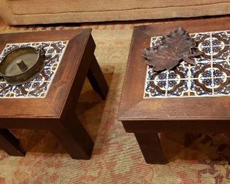 Pair, Mission Tile-Top Side Tables