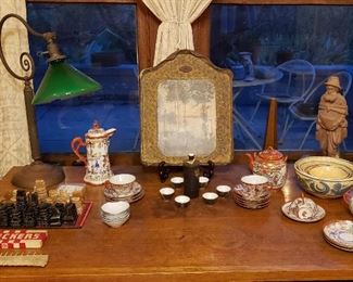 1920's Desk Lamp w/ Green Glass Shade;