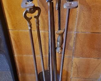 Amazing Vintage "Fox" Andirons, possibly by Hagenauer