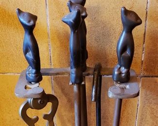 Amazing Vintage "Fox" Andirons, possibly by Hagenauer