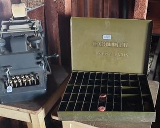 Vintage Adding Machine & Auto Parts Box