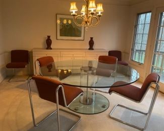 72 inch round glass table, chairs have sold