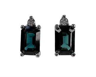 Brand New 1pt2 Carat Sapphire and Diamond Earrings