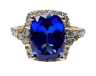 Brand New 14K 2 Carat Tanzanite and Diamond Ring