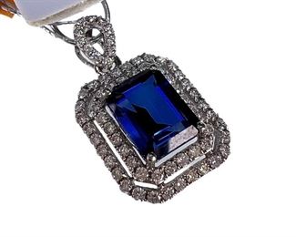 Brand New 14K 2pt1 Carat Tanzanite and Diamond Pendant
