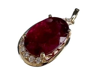 Brand New 14K 4pt3 Carat tourmaline and Diamond Pendant