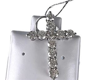 Brand New 14K Diamond Cross Pendant