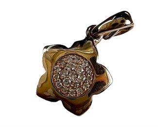 Brand New 14K Diamond Sunflower Pendant