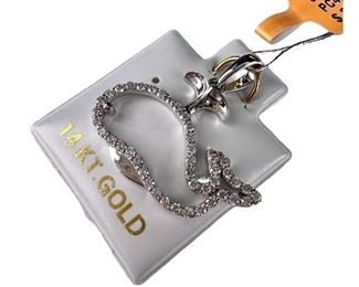 Brand New 14K Diamond Whale Pendant