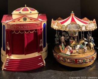 Two Mr Christmas Gold Label Collection Music Carousel and Nutcracker Suite