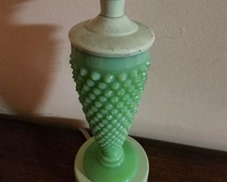 Jadeite hobnail beauty lamp