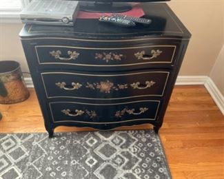 BLACK LACQUER THREE DRAWER CHEST 