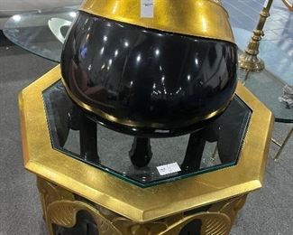 Gold & Black Octagonal Side Table