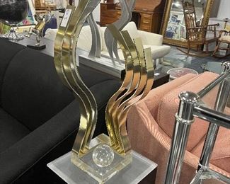 Abstract Metal & Lucite Statue