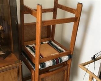 Pair of wood/rattan  bar stools, 'bar height'