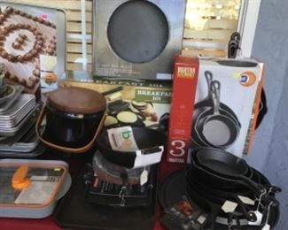 HERE COME THE KITCHEN ITEMS!! EVERYTHING LAID OUT ON THE ENCLOSED LANAI. MOST OF THE ITEMS ARE NEW - HAVE FUN!!