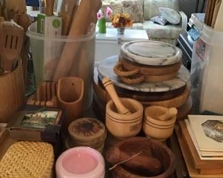 Wood cutting boards, rolling pins, baking needs