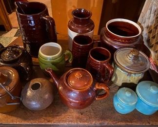 Stoneware and pottery...more in the basement. 