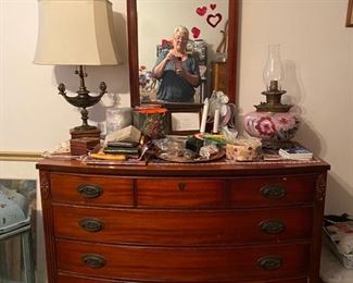 1940s bedroom set. Dresser w/ mirror, Bed, Nightstand and Bureau