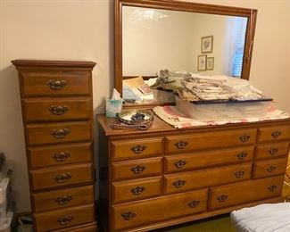 Colonial Set - Dresser w mirror/ Lingerie chest/ Bureau