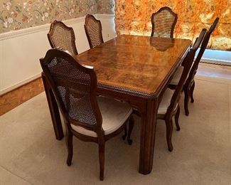 Drexel Heritage Dining Table (64"L x 40"W) with 2 leaves(20"L each) with 5 side chairs & 1 armchair