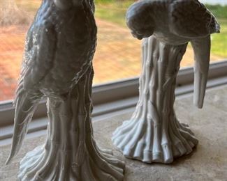 Fitz & Floyd vintage porcelain parrot candleholders