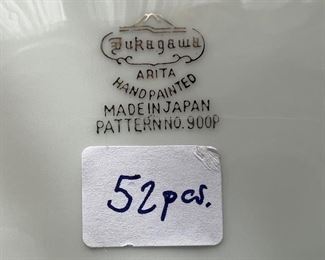 Fukagawa Handpainted porcelain China (52pc)