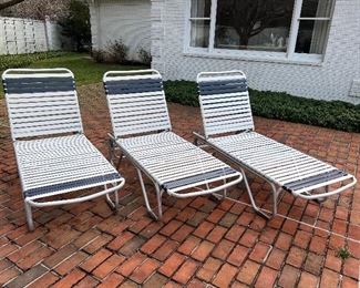 3 rubber seated pool loungers (excellent condition)