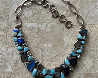 Sterling Silver necklace with precious stones