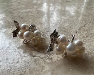 Antique Sterling Silver with pearl earrings
