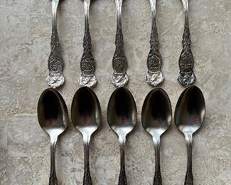 Antique state named silver plate spoons (10pc)